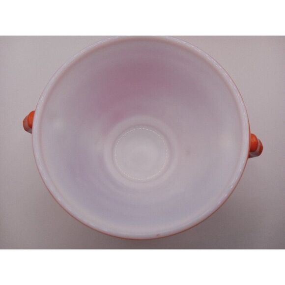 Vintage Hazel Atlas Orange Cream & Sugar Bowls Milk Glass D Handle - Picture 10 of 16